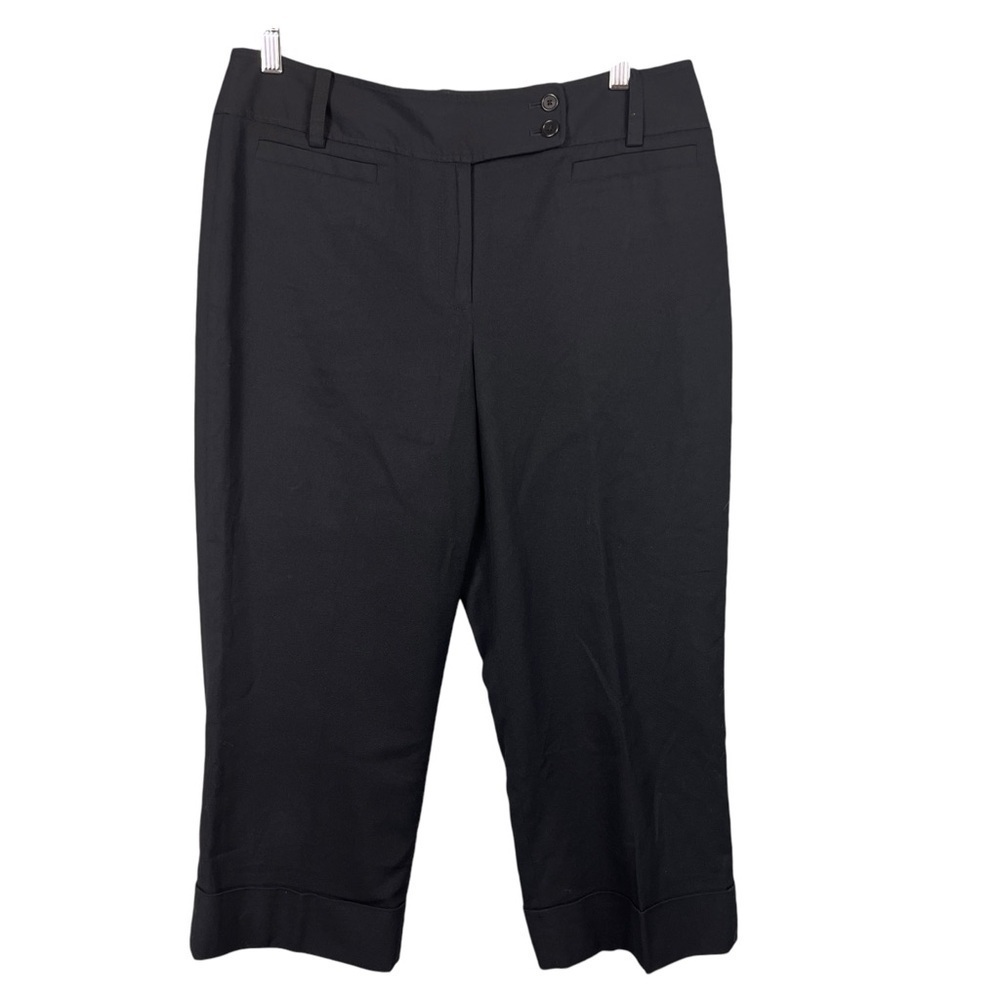 Ann Taylor Capri Pants Womens Sz 10 Black Cuffed Hem Lined Casual